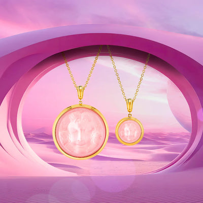 Lalique Aréthuse Round Pendant Clear Rose-pearled Crystal & 18k Gold Plated 10798700
