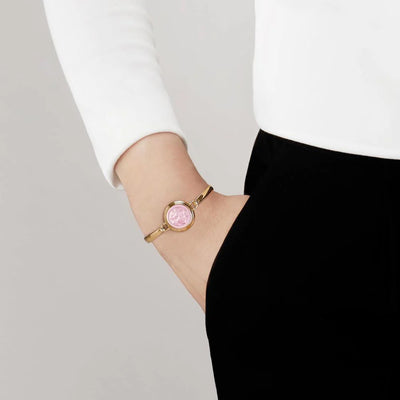 Lalique Aréthuse Round Bangle Clear Rose-pearled Crystal & 18k Gold Plated 10800600