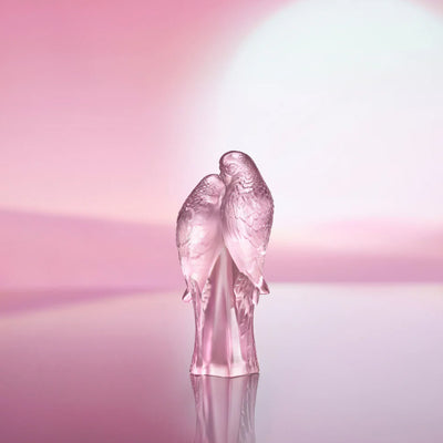 Lalique Rose Nebula 2 Parakeets - Pink Luster Crystal 10802000