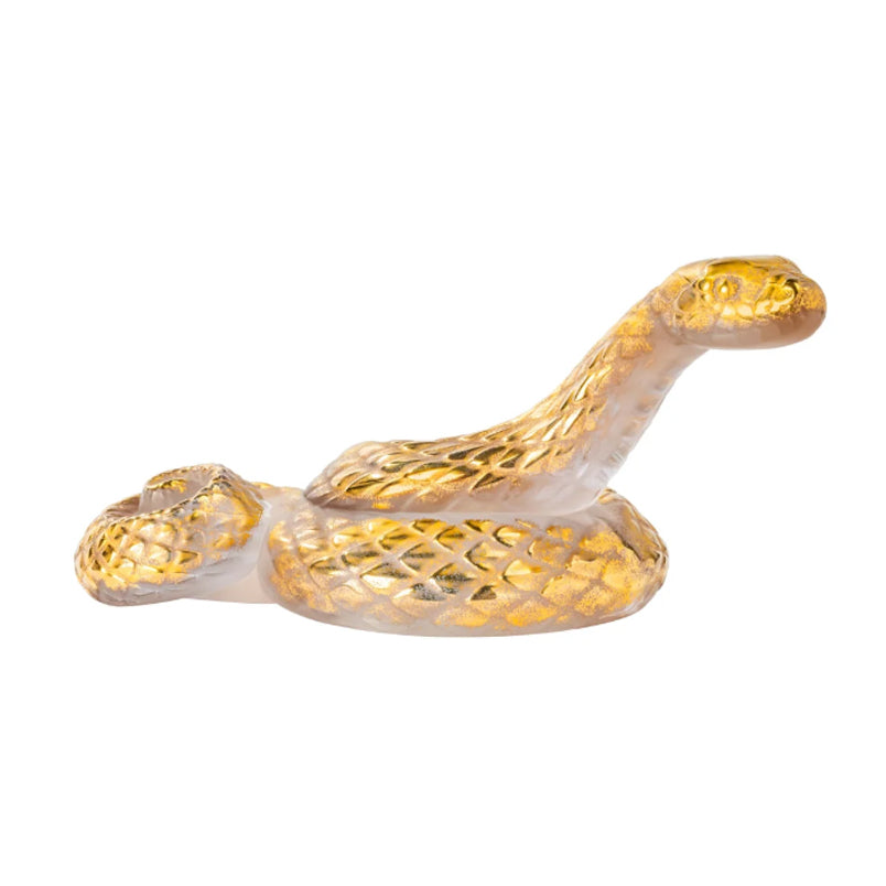 Lalique Snake Head Up - Gold Stamped Clear Crystal - 10818500