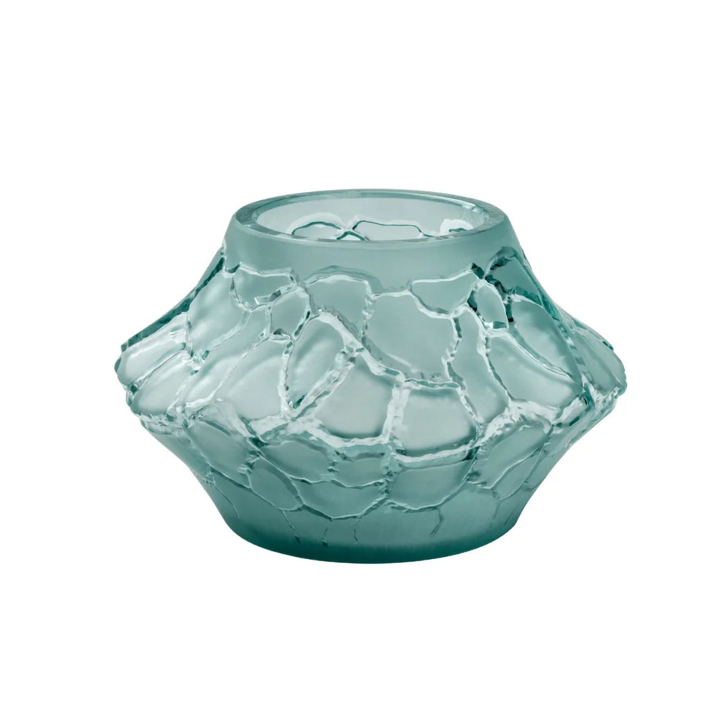 Lalique Caldera Small Vase Votive  - Persepolis Blue Crystal 10829700