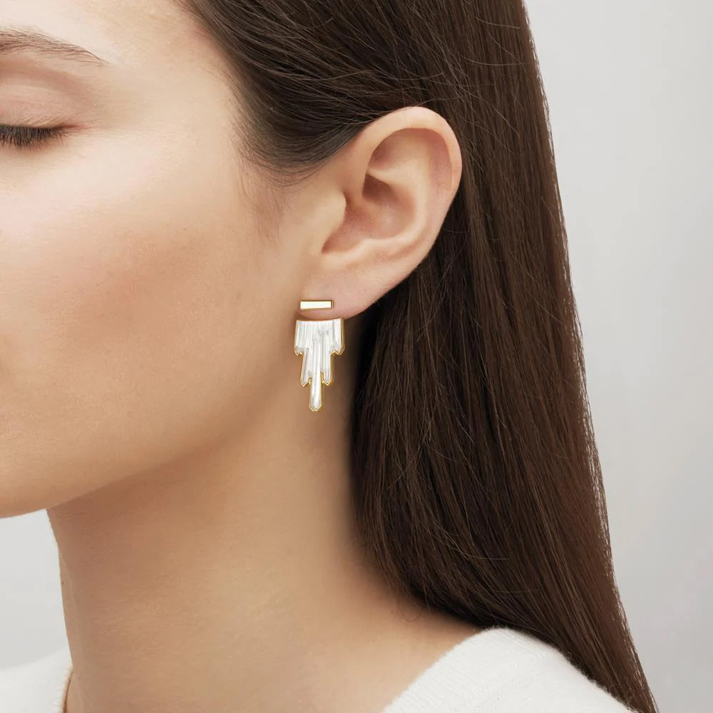 Lalique Terramineral Earrings Clear Crystal & 18k Gold Plated 10831500