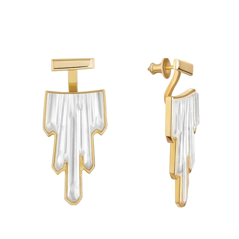 Lalique Terramineral Earrings Clear Crystal & 18k Gold Plated 10831500