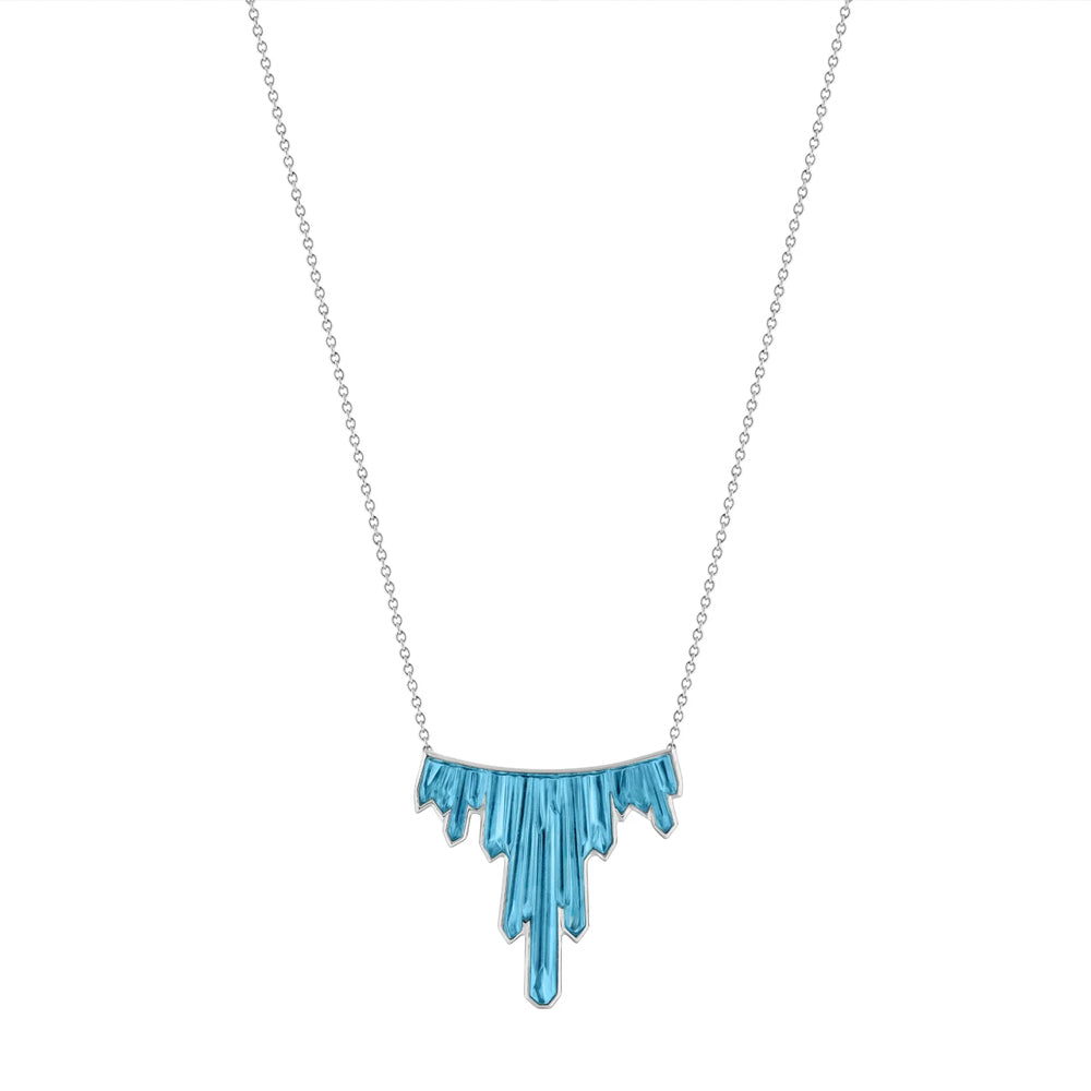 Lalique Terramineral Necklace 3 Crystals Blue Persepolis Crystal & Silver 10831600