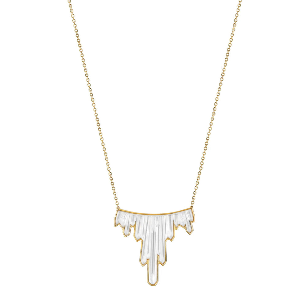 Lalique Terramineral Necklace 3 Crystals Clear 18K Yellow Gold Plated 10831700