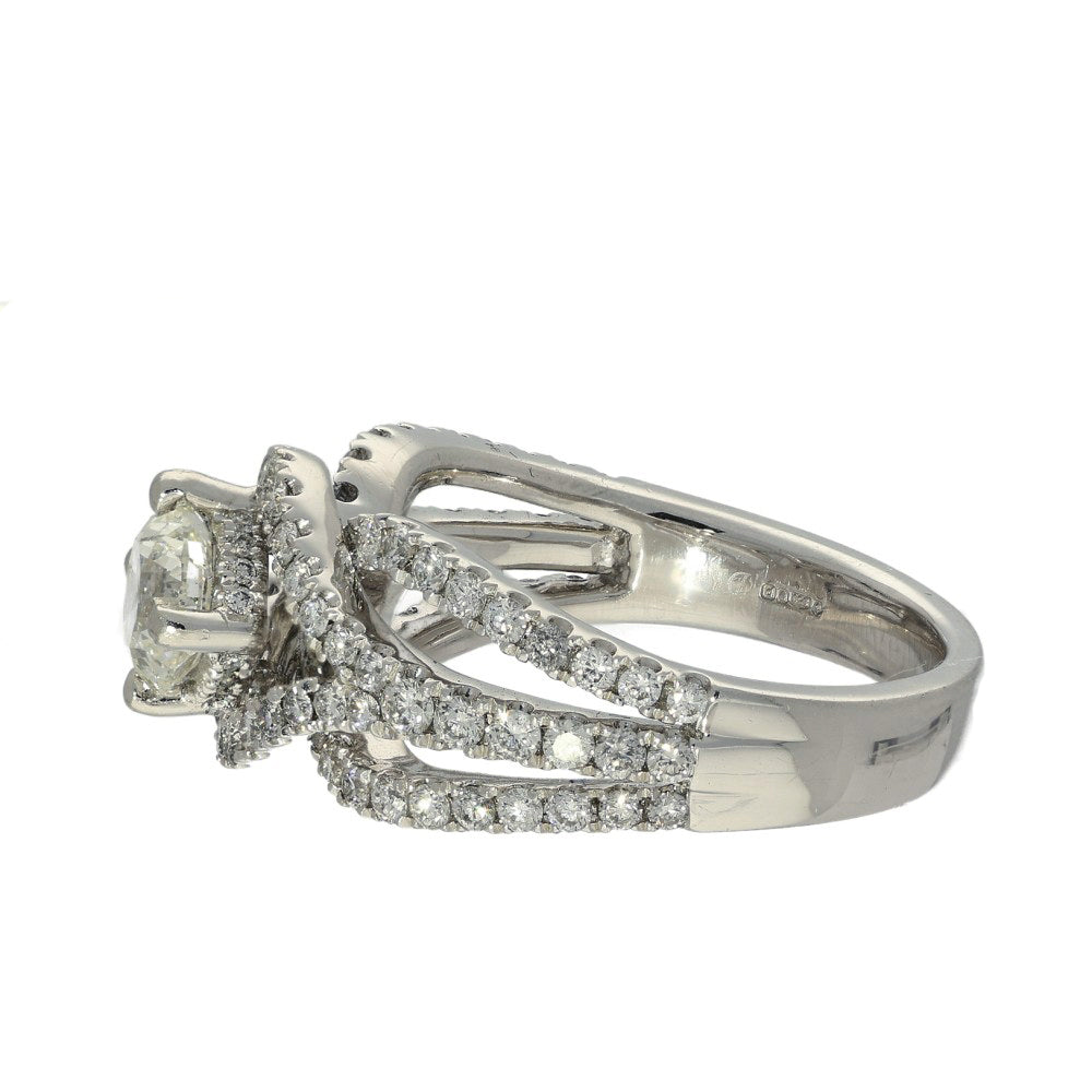 Pre-owned Platinum Certificated 0.90ct Diamond within Pave Wave Ring