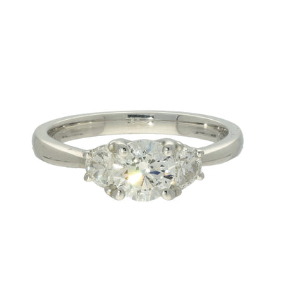 18ct White Gold Trilogy Engagement Ring - Round & Half Moon Diamonds