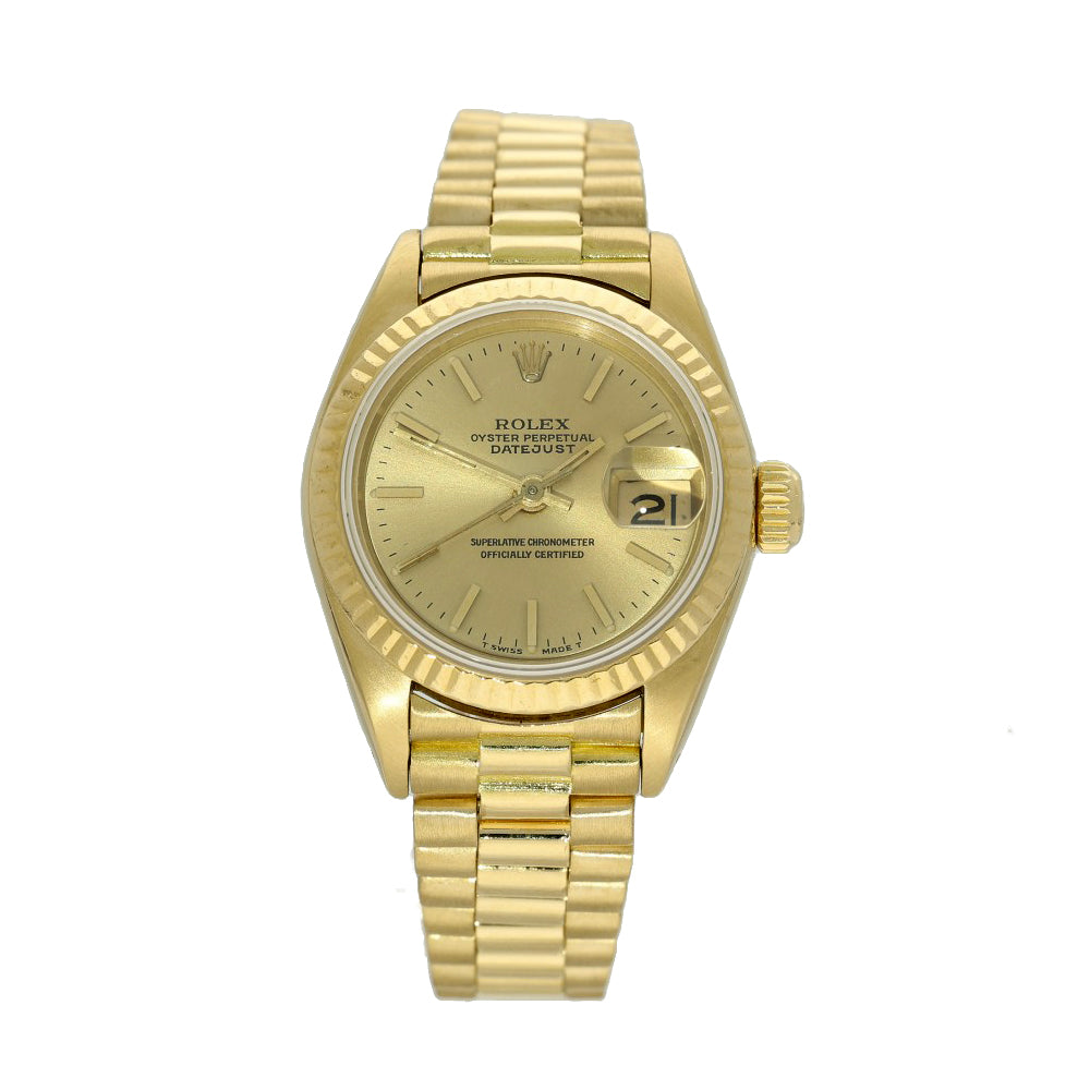Pre-owned 18ct Yellow Gold Rolex Datejust M#69178  26mm Watch on President Bracelet 1984