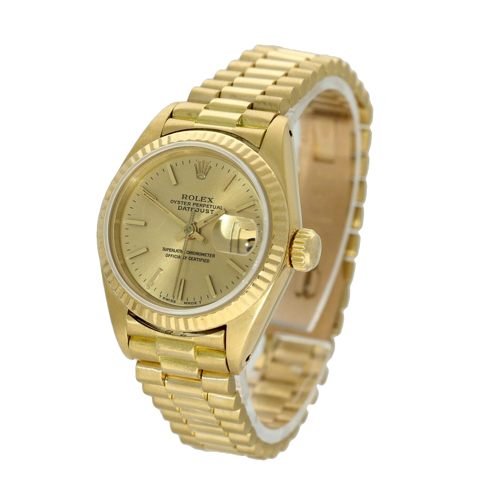 Pre-owned 18ct Yellow Gold Rolex Datejust M#69178  26mm Watch on President Bracelet 1984