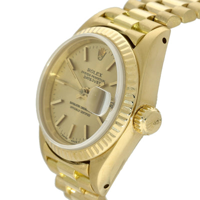 Pre-owned 18ct Yellow Gold Rolex Datejust M#69178  26mm Watch on President Bracelet 1984