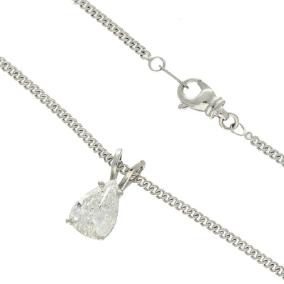 Pre-owned Platinum Certificated 1.90ct Pear Shape Diamond Solitaire Pendant Necklace