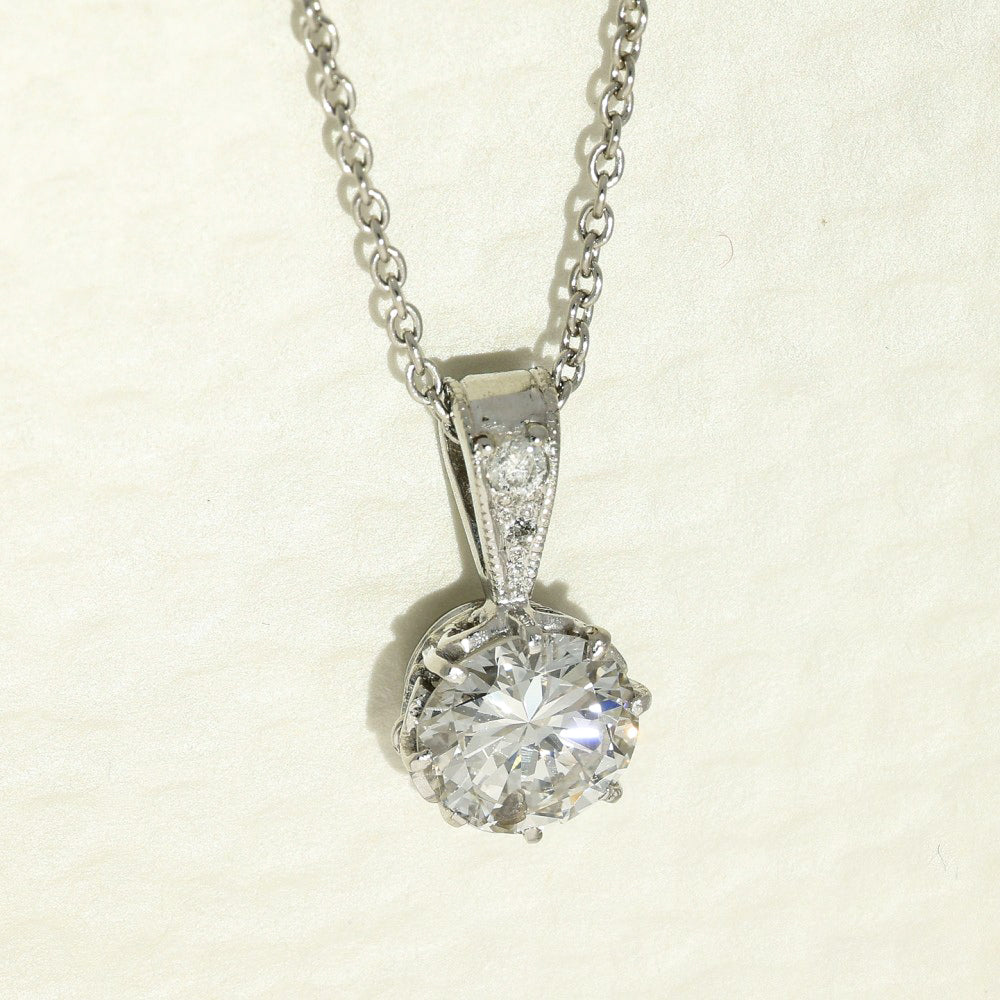 Pre-owned Platinum 1.16ct Diamond Solitaire Pendant Necklace