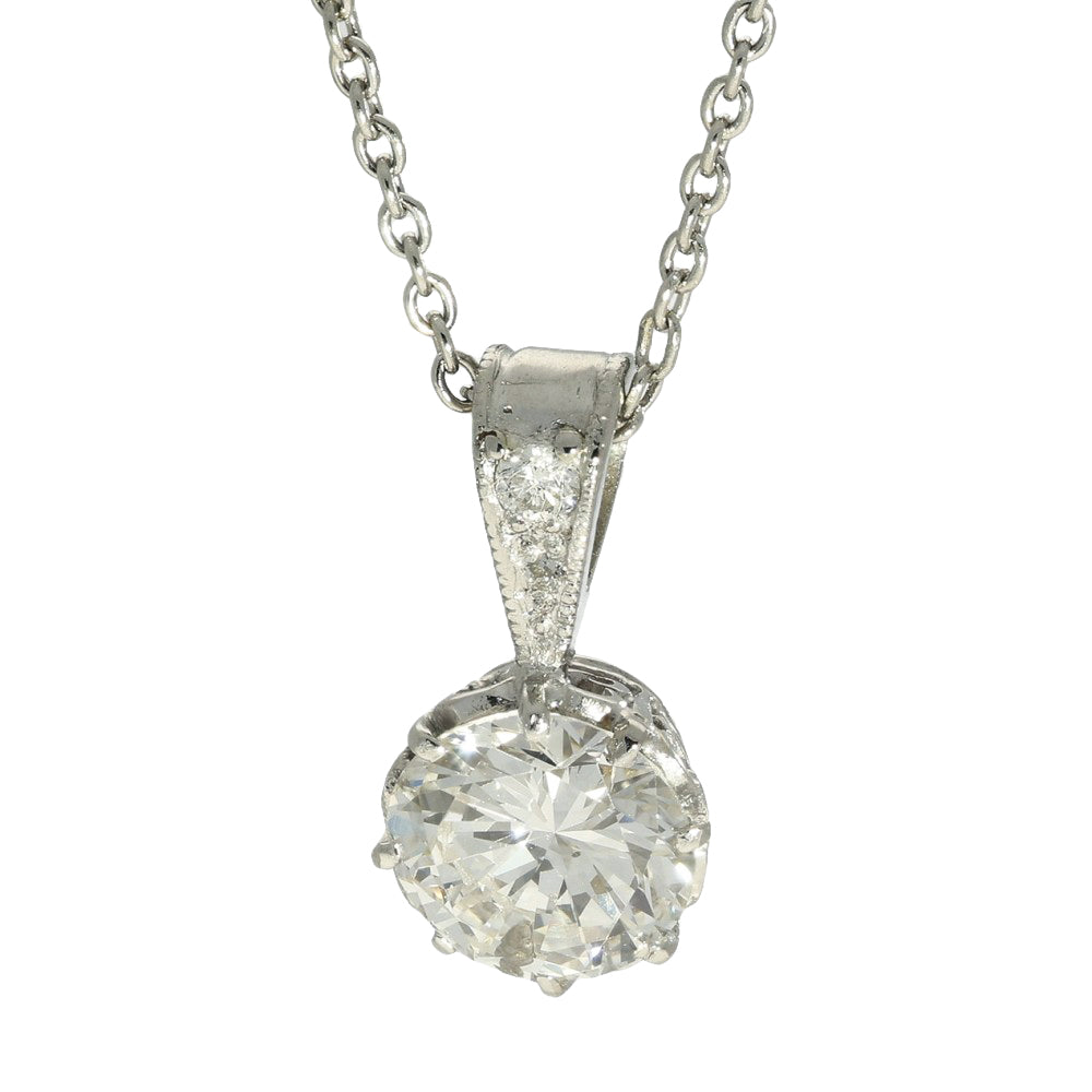Pre-owned Platinum 1.16ct Diamond Solitaire Pendant Necklace
