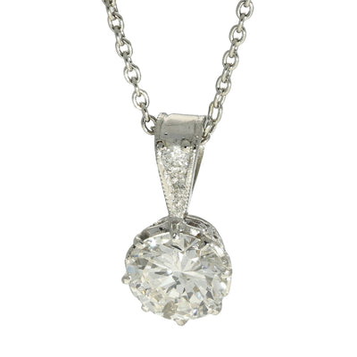 Pre-owned Platinum 1.16ct Diamond Solitaire Pendant Necklace