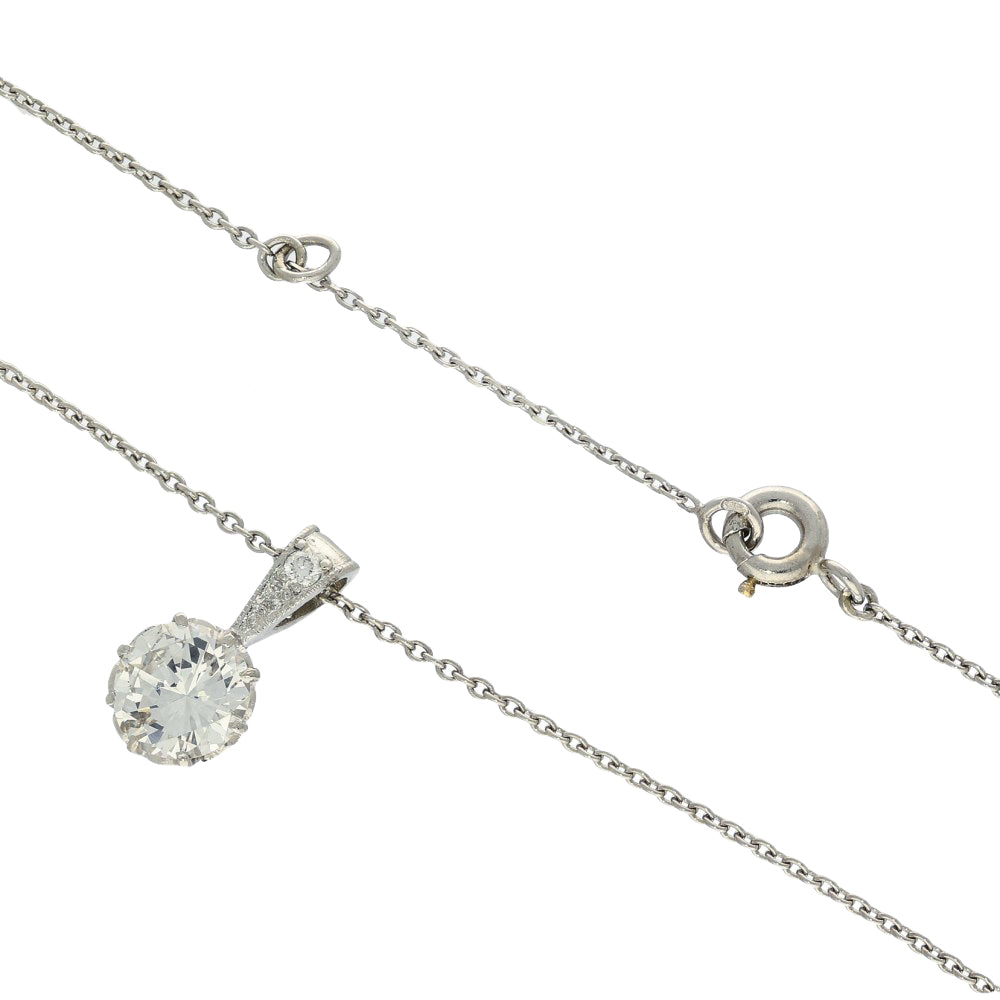 Pre-owned Platinum 1.16ct Diamond Solitaire Pendant Necklace