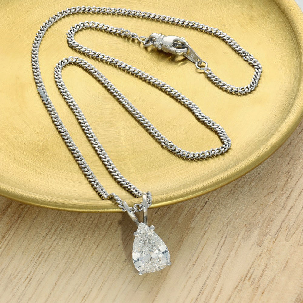 Pre-owned Platinum Certificated 1.90ct Pear Shape Diamond Solitaire Pendant Necklace