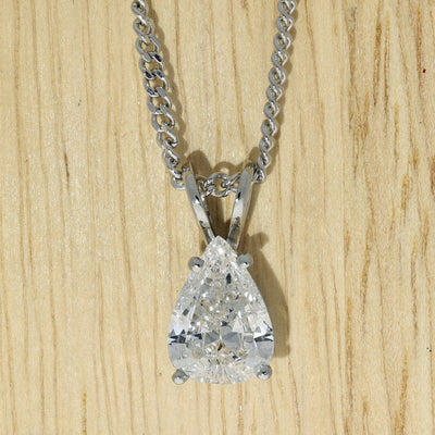 Pre-owned Platinum Certificated 1.90ct Pear Shape Diamond Solitaire Pendant Necklace
