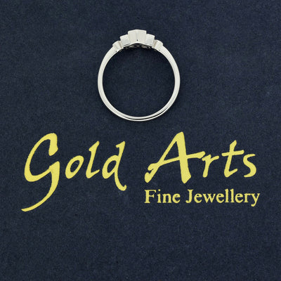 18ct White Gold Hexagonal Pink Sapphire and Diamond Bezel Set Ring