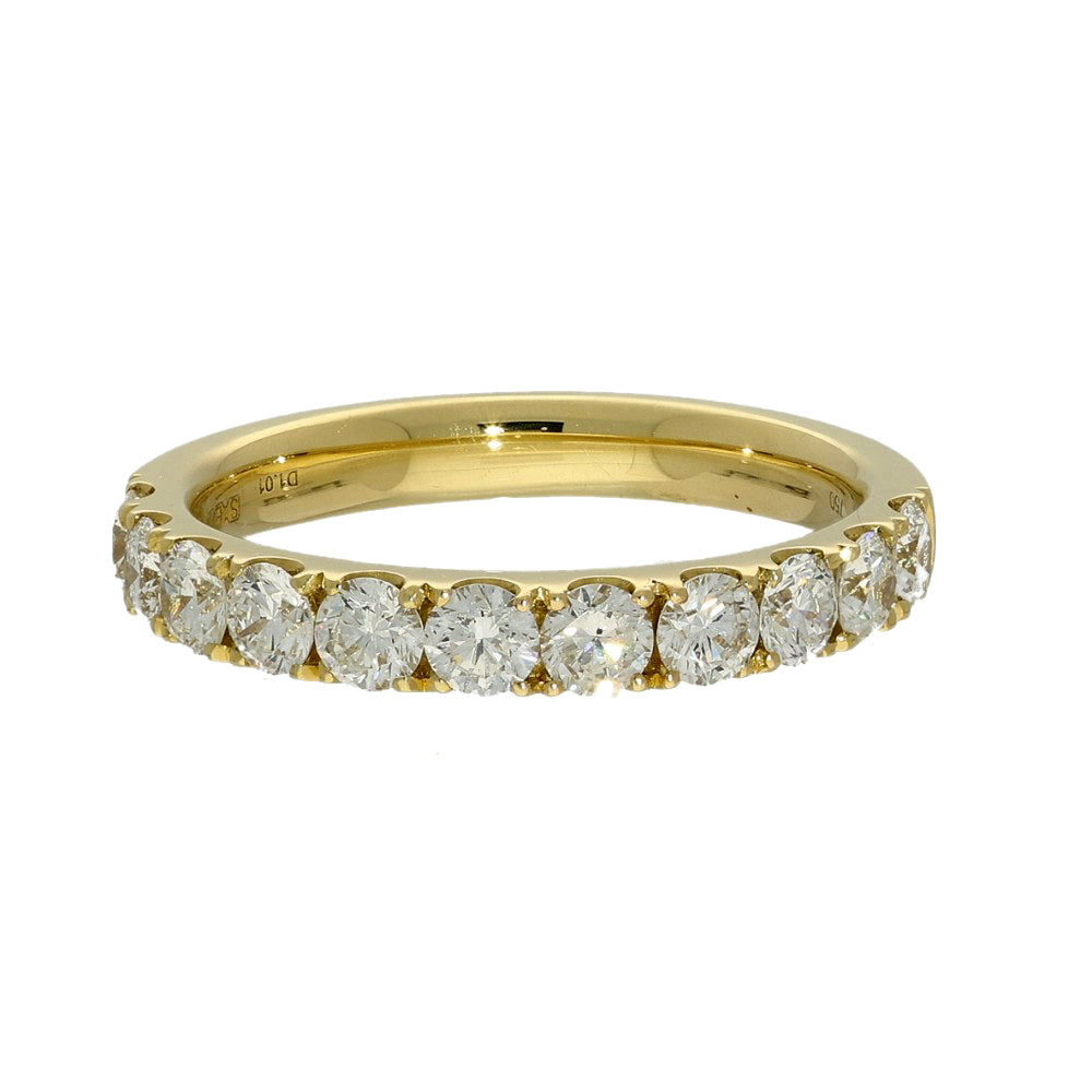 18ct Yellow Gold 1ct Diamond 3mm Half Eternity Ring