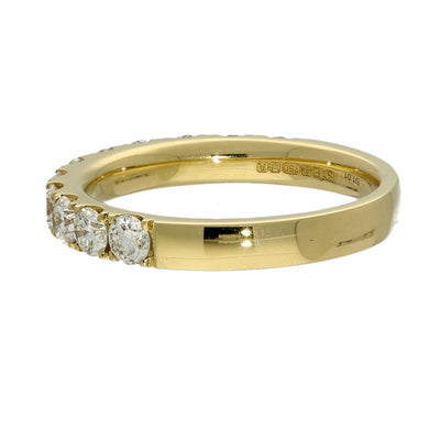 18ct Yellow Gold 1ct Diamond 3mm Half Eternity Ring