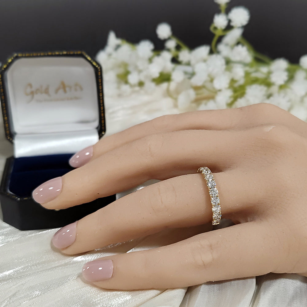 18ct Yellow Gold 1ct Diamond 3mm Half Eternity Ring