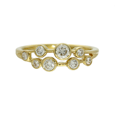 18ct Yellow Gold 2 Row Diamond Bubble Ring
