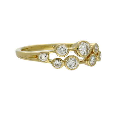 18ct Yellow Gold 2 Row Diamond Bubble Ring