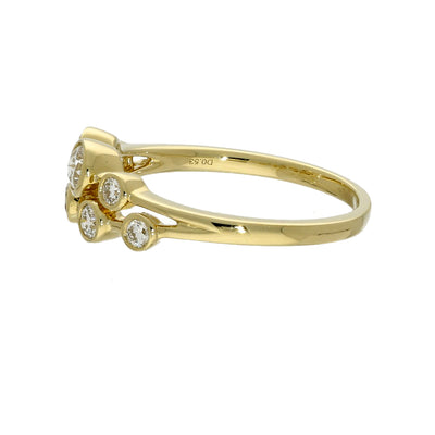 18ct Yellow Gold 2 Row Diamond Bubble Ring
