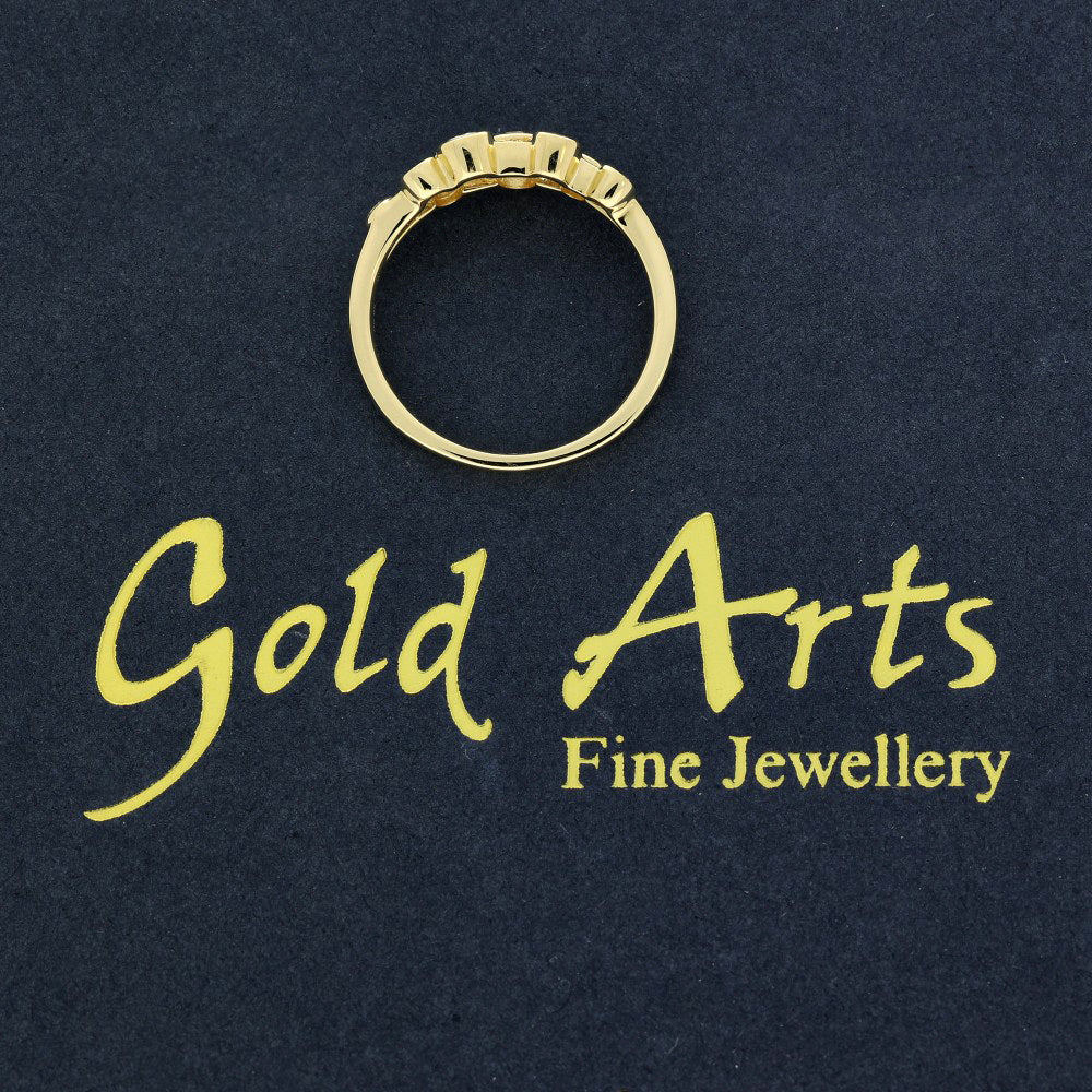 18ct Yellow Gold 2 Row Diamond Bubble Ring