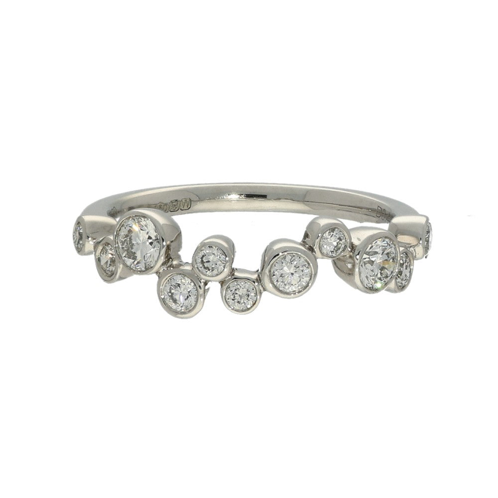 Platinum Diamond Wave Eternity Bubble Ring