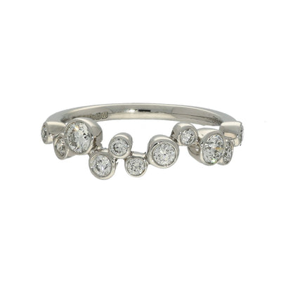 Platinum Diamond Wave Eternity Bubble Ring