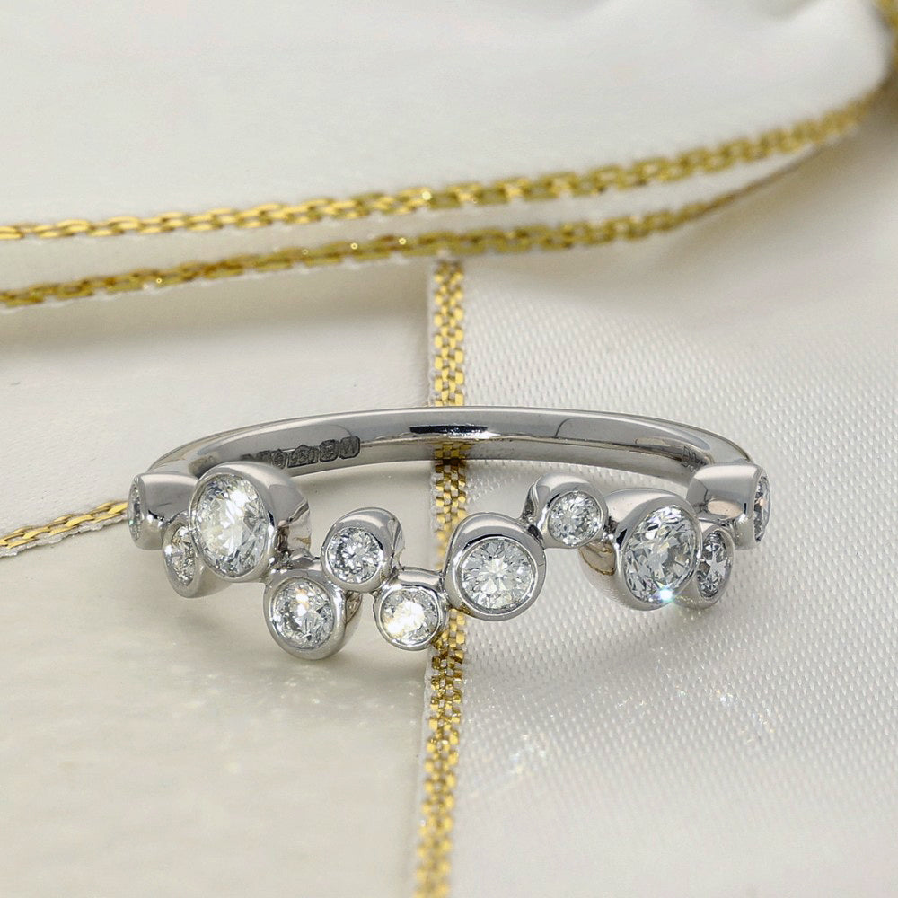 Platinum Diamond Wave Eternity Bubble Ring