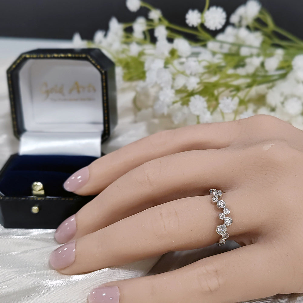 Platinum Diamond Wave Eternity Bubble Ring