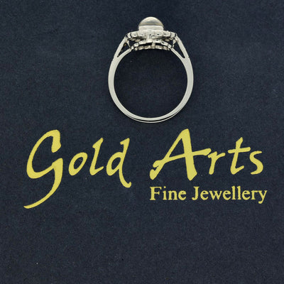 18ct White Gold Moonstone & Diamond Halo Ring