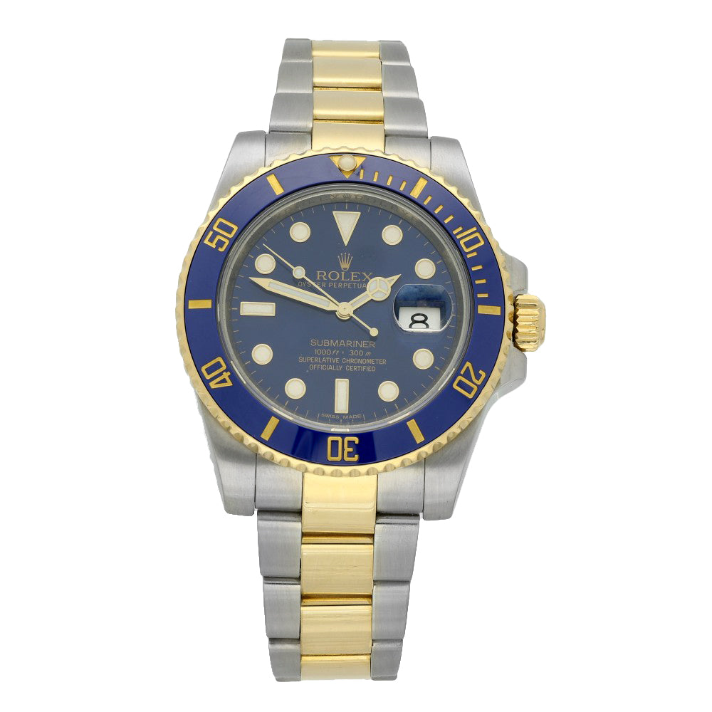 Pre-owned Rolex Submariner 116613LB Blue Dial Two-Tone Automatic Watch