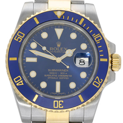 Pre-owned Rolex Submariner 116613LB Blue Dial Two-Tone Automatic Watch