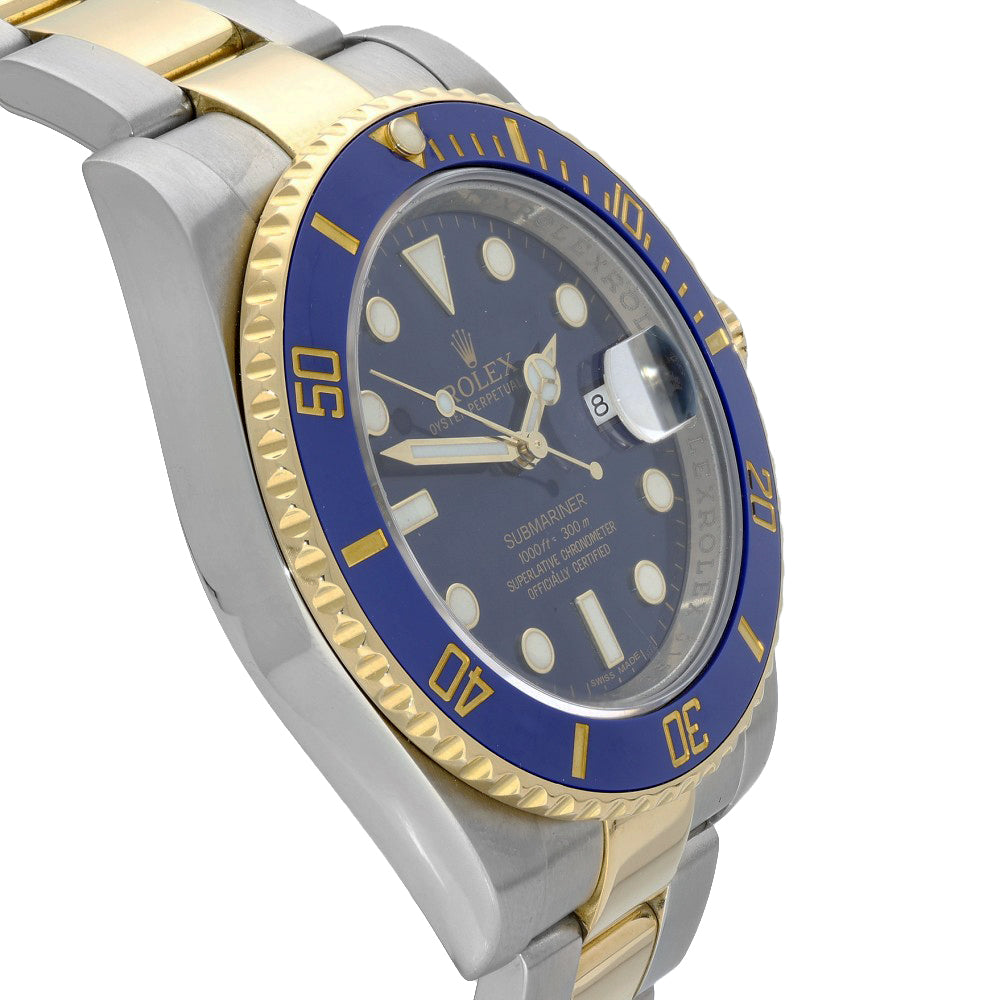 Pre-owned Rolex Submariner 116613LB Blue Dial Two-Tone Automatic Watch