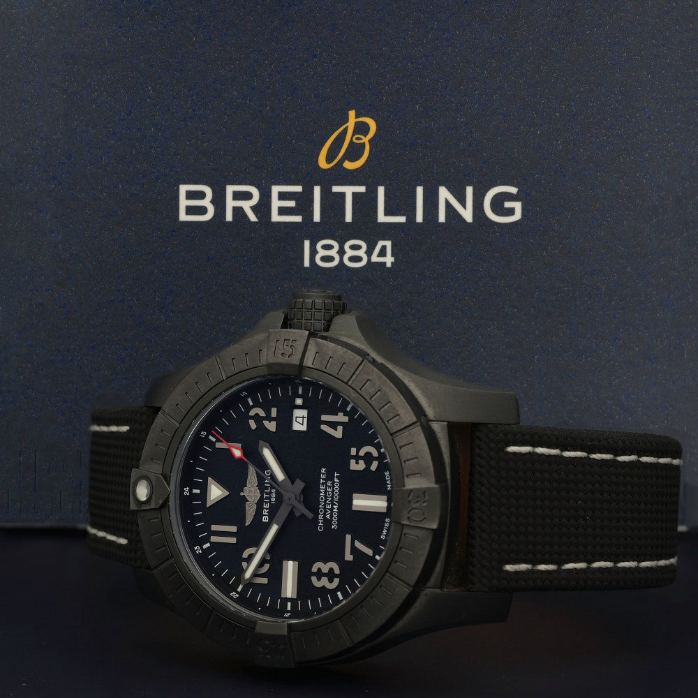 Pre-owned Breitling Avenger 45 Seawolf V17319101B1X1 45mm Black Dial Watch