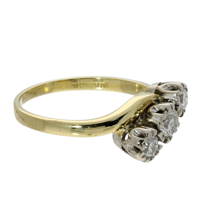 Pre-owned 18ct Yellow Gold Diamond Twist Trilogy Ring