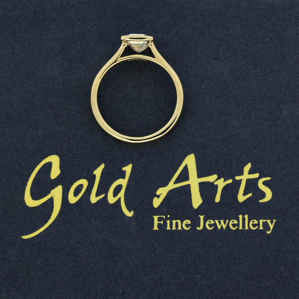 18ct Yellow Gold Laboratory-Grown 1.5ct Emerald Cut Diamond Bezel Set Solitaire Ring