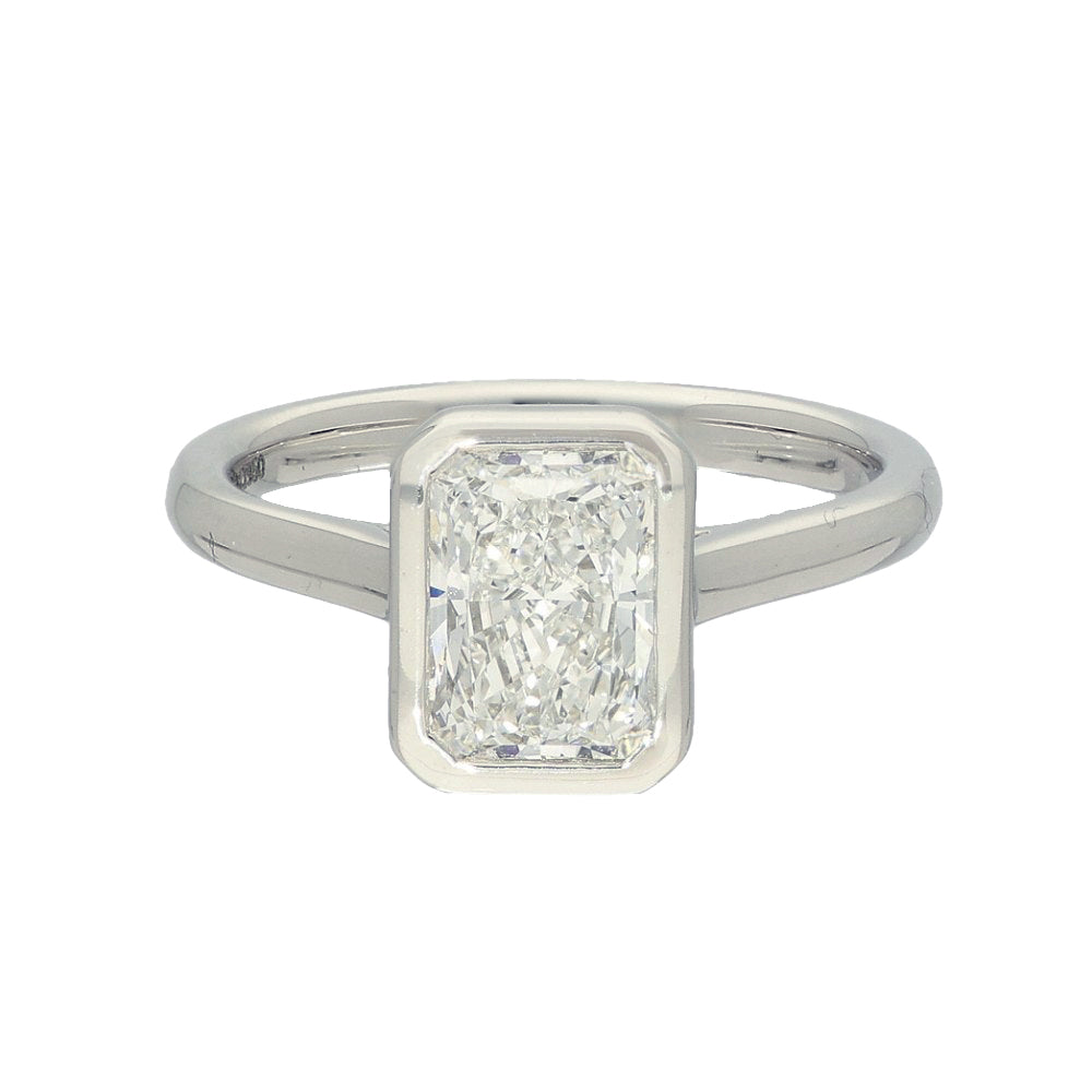 Platinum Laboratory-Grown 1.5ct Radiant Cut Diamond Bezel Set Solitaire Ring