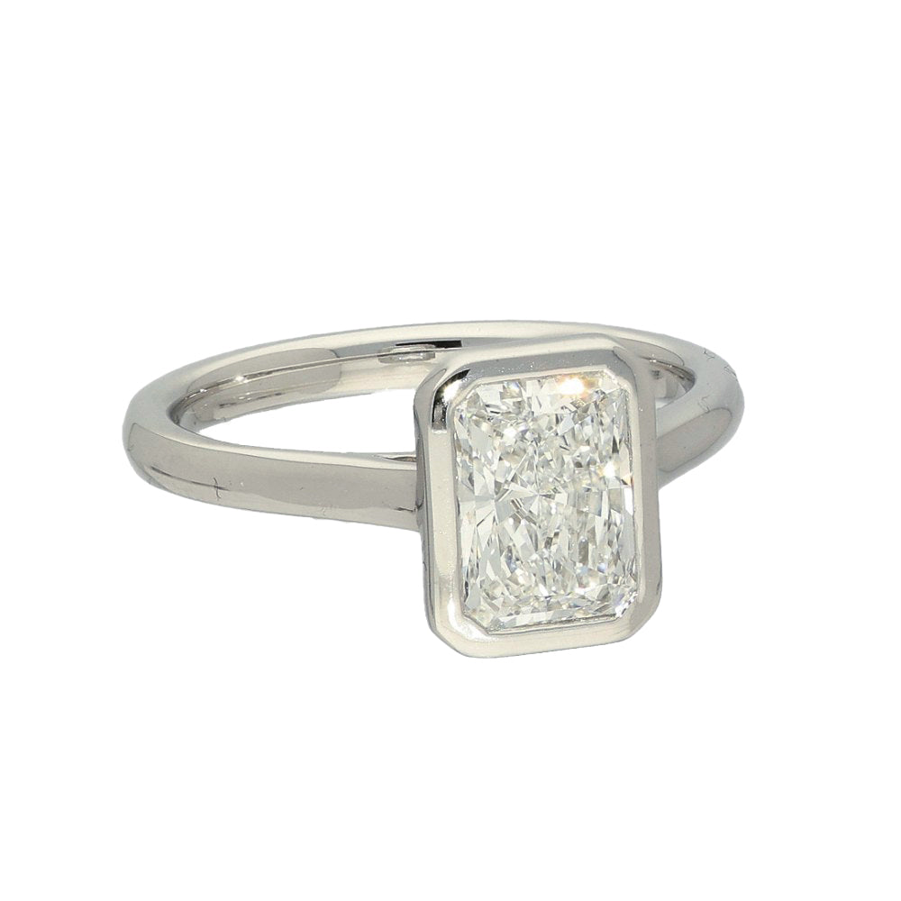 Platinum Laboratory-Grown 1.5ct Radiant Cut Diamond Bezel Set Solitaire Ring