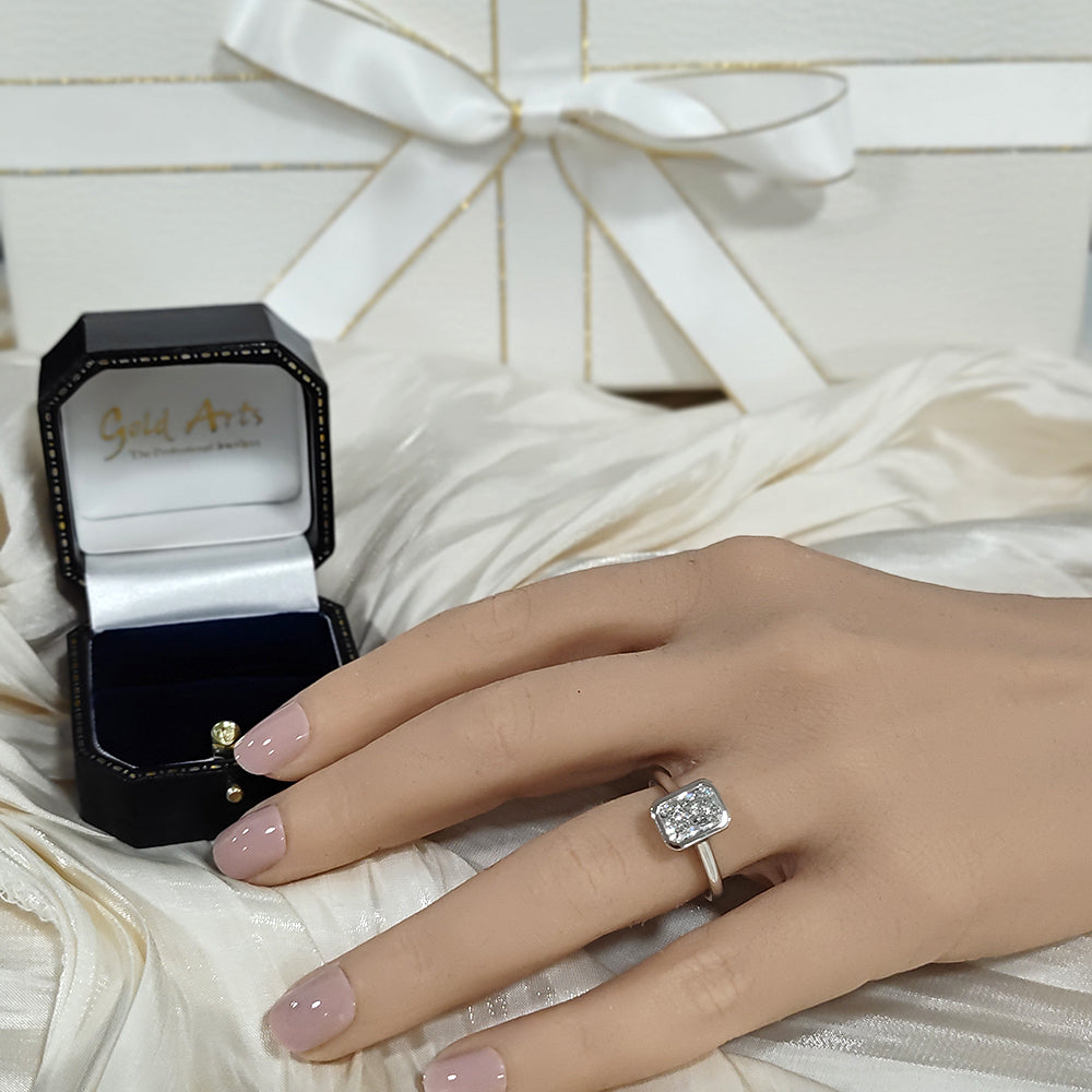 Platinum Laboratory-Grown 1.5ct Radiant Cut Diamond Bezel Set Solitaire Ring