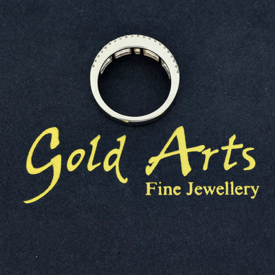 18ct White Gold Rainbow Sapphire and Diamond Half Eternity Ring