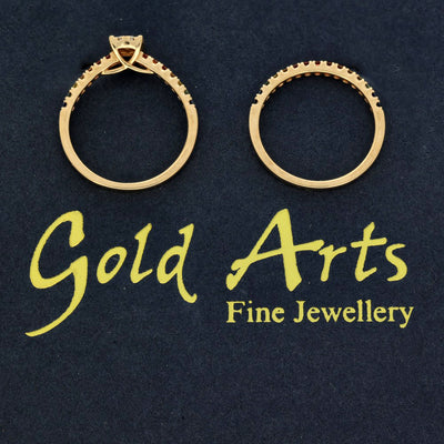 18ct Rose Gold Rainbow Sapphire and Diamond Bridal Ring Set