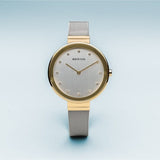 Bering Classic 34mm 2 Tone Stainless Steel Quartz Milanese Bracelet Watch 12034-010
