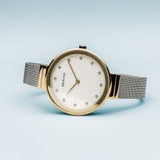 Bering Classic 34mm 2 Tone Stainless Steel Quartz Milanese Bracelet Watch 12034-010