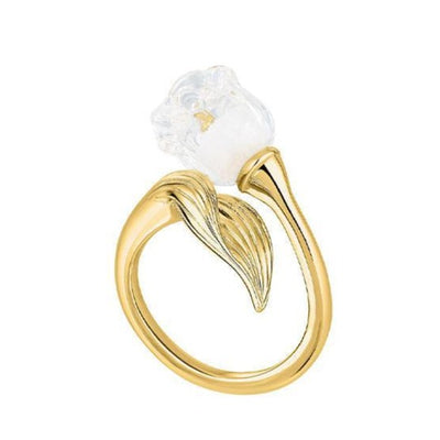 Lalique Muguet Ring, Clear Crystal & Vermeil 10704400