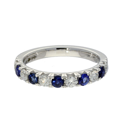 Platinum Sapphire & Diamond 3mm Half Eternity Ring