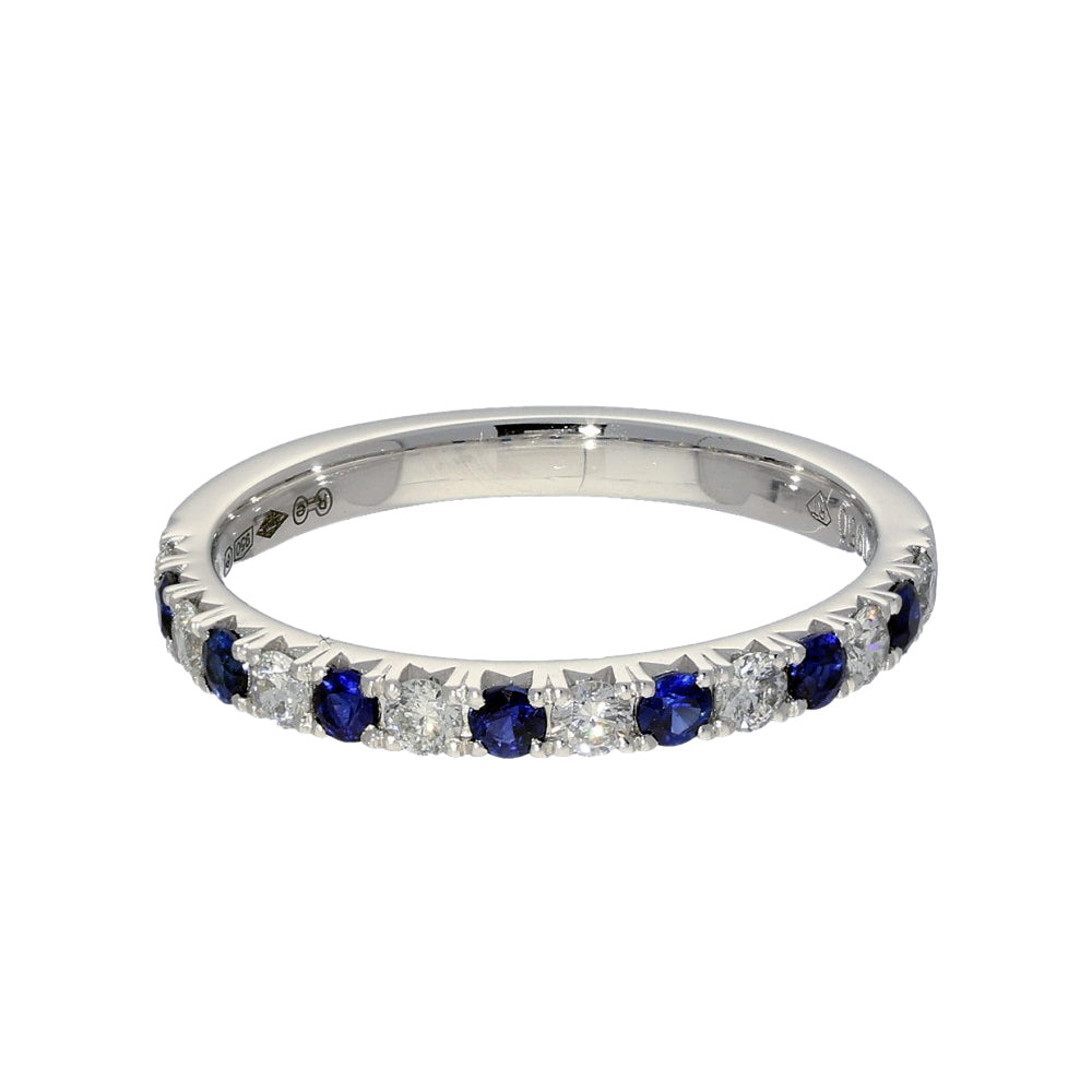 Platinum Sapphire & Diamond Slim 2.2mm Half Eternity Ring